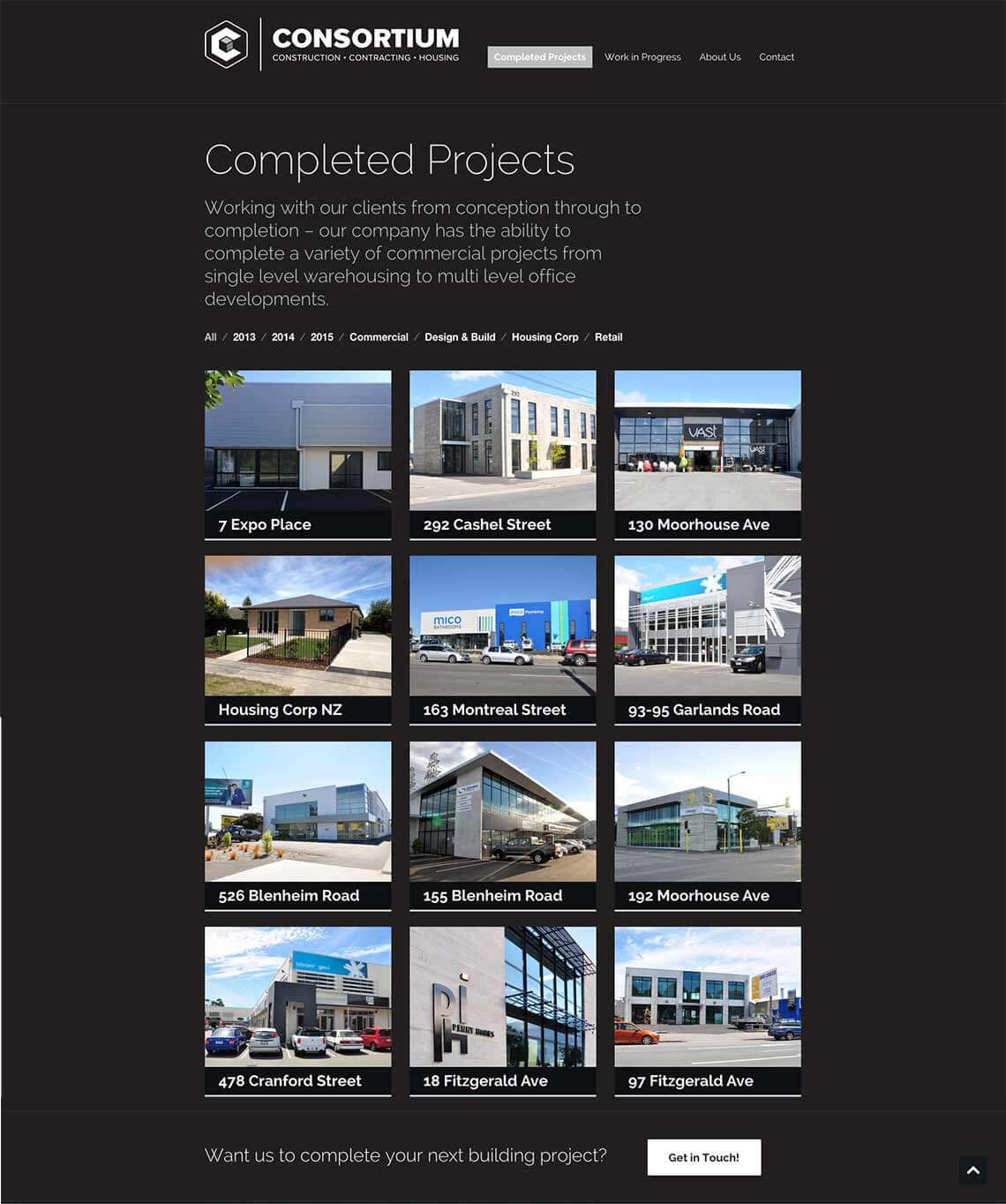 Consortium Construction responsive website design